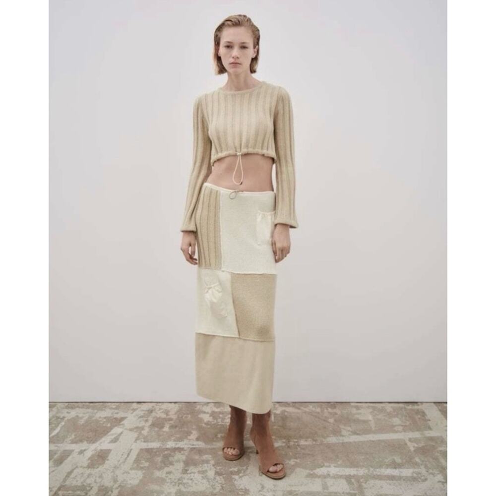 Zara Cream Patchwork Maxi Skirt